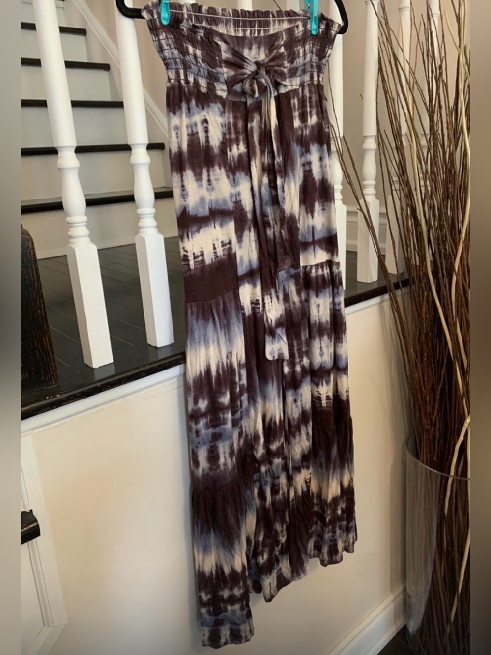 Tie-Dye Elastic Waust Pant in Blue & Brown